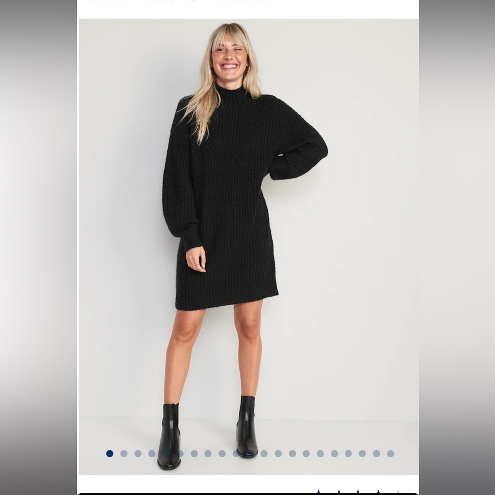 Long-Sleeve Mock-Neck Mini Sweater Shift Dress
